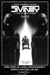 Divinity Movie Poster: A black-and-white poster, in the center, a man on a chair, and man whose face is obscured by shadow