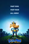 Dog Man Movie Poster: An animated dog wearing a police uniform stands on a green lawn