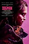 DogMan Movie Poster: A severe-looking Douglas (Caleb Landry Jones) is seen in profile, with two dogs next to him