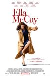 Ella McCay movie poster: Ella McCay (Emma Mackey) adjusts her shoe while standing on one foot, wearing a trench coat