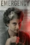 Emergency movie poster: Kangana Ranaut as Prime Minister Indira Gandhi holding glasses near her mouth with a newspaper behind her