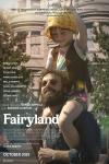 Fairyland Movie Poster: Young Alysia, wearing a yellow head kerchief, rides on on her bearded father's shoulders