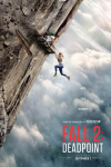 Fall 2: Deadpoint movie poster: A young woman clings to a plank off the side of a vertical mountain face