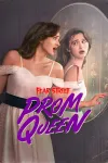 Fear Street: Prom Queen movie poster: White teenage brown-haired girl in white dress, black belt, looks into mirror, but her reflection is bloodied