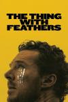 The Thing with Feathers movie poster: Benedict Cumberbatch's face is shown in profile with scratch marks down his cheek against a yellow background