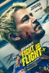 Fight or Flight movie poster: Josh Hartnett, bruised and bloodied, above bold yellow title text, with an airplane cabin in the background