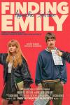 Finding Emily movie poster: A young man and woman stand against a red background, holding books and papers