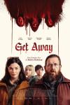 Get Away movie poster: Aisling Bea, Maisie Ayres, Sebastian Croft, and Nick Frost feature below masked figures in red