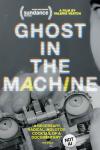 Ghost in the Machine movie poster: black and white AI machine with eyes