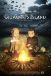 Giovannis Island movie poster: Junpei and Tanya sit around a campfire, behind them soviet soldiers and Japanese islanders are seen standing opposite from each other on a beach.
