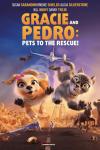 Gracie and Pedro: Pets to the Rescue movie poster: An animated cat and dog fly through the air