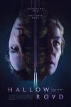 Hallow Road movie poster: Close-ups of Matthew Rhys and Rosamund Pike's faces are separated by a car driving in the dark with glaring headlights