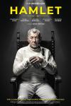 Hamlet movie poster: Ian McKellen sits on a throne wearing fencing gear