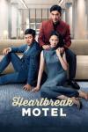 Heartbreak Motel movie poster: Indonesian man in red sports coat sits above Indonesian woman in blue dress sitting next to Indonesian man in blue suit