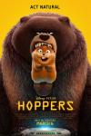 Hoppers movie poster: A large bear holds a wide-eyed beaver in its mouth