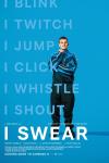 I Swear movie poster: Robert Aramayo stands wearing a blue tracksuit against a blue background