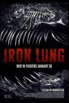 Iron Lung Movie Poster: An array of skeletons and sharp, pointy shark-like teeth in front of a black background