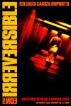 Irreversible movie poster: Showing an upward view through a red-lit spiral staircase with bold yellow and red text displaying the title and cast names