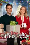 Joy for Christmas movie poster:  Cindy Busby and Sam Page hold Christmas gifts