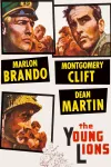 The Young Lions movie poster: Sketched headshots of the three main actors, Marlon Brando, Montgomery Clift and Dean Martin