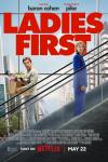 Ladies First movie poster: Sacha Baron Cohen and Rosamund Pike going opposite directions.