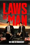 Laws of Man Movie Poster: U.S. Marshals Frank, holding a gun, and Tommy, smoking, sit on the edge of their car