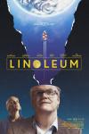 Linoleum Movie Poster: Rhea Seahorn and Jim Gaffigan look up toward the stars while a rocket ship explodes out of Jim's head