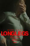 Longlegs Movie Poster: Facing sideways, Lee Harker clasps a hand over her mouth and clutches her gun with the other hand