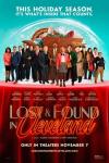 Lost & Found in Cleveland movie poster: Ensemble cast sits insider a snow globe atop a red tablecloth