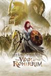The Lord of the Rings: The War of the Rohirrim Movie Poster: A woman holding a shield and sword stands in front of soldiers armed for battle 