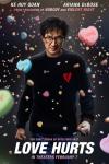 Love Hurts Movie Poster: Ke Huy Quan stands, looking determined, surrounded by falling candy hearts