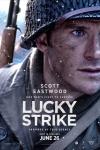 Lucky Strike Movie Poster: A close-up of one-half of a desperate soldier's face, rifle strapped to his back and snow in the air