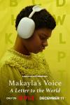 Makayla’s Voice: A Letter to the World movie poster: Makayla Cain with headphones and a background with letters.