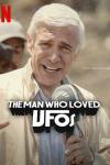 The Man Who Loved UFOs Movie Poster: Smiling man with white hair and microphone