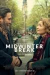 Midwinter Break movie poster features Ciaran Hinds, a tall white man with a beard, looking at his wife, Lesley Manville, outdoors in Amsterdam.
