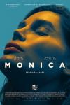 Monica Movie Poster: Artistic side-angle photo of a woman's face turning upward, her eyes closed, against a blue background