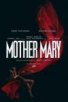 Mother Mary movie poster: Anne Hathaway is held up by a billowing piece of red material against a dark background