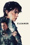 Cleaner movie poster: A female armed operative rappels down a skyscraper amid shattered glass