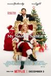 My Secret Santa movie poster: Alexandra Breckenridge in Santa's chair, with Ryan Eggold behind her.