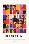 Not an Artist movie poster: A grid of yellow, blue, pink, and red squares features various people in jumpsuits, bells, and a horse figurine