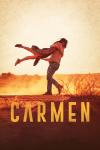 Carmen Movie Poster: Paul Mescal and Melissa Barrera sit in the desert with the word "Carmen" in yellow