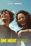 One Night Stand movie poster: Under blue sky Indonesian man on left laughs next to Indonesian woman laughing on right