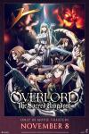 Overlord: The Sacred Kingdom Movie Poster: Five heroines face different directions holding weapons while two scary creatures stand behind them.