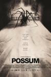 Possum movie poster: A large spider-like figure sits at the end of a bed