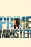 Prime Minister movie poster: Over coastal view of New Zealand shown in the letters of the title, Jacinda Ardern smiles in white shirt