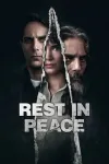 Rest in Peace movie poster: Ripped photograph of Argentinian woman in ripped triangle in between two Argentinian men