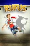 Rufus movie poster: A young White boy jumps to catch a frisbee and the shadow of a dog is shown on the wall behind him