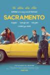 Sacramento movie poster: Michael Angarano is behind the wheel of a yellow convertible, flanked by other characters
