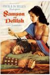 Samson and Delilah movie poster: a woman with dark hair holds a dagger to a sleeping man's head to cut off his hair