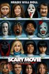 Scary Movie Poster: The "severed" heads of 16 characters sit on four shelves; the tagline reads "heads will roll."